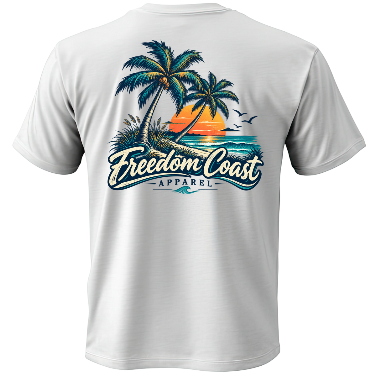 Coastal Wave Sunset Palms Tee