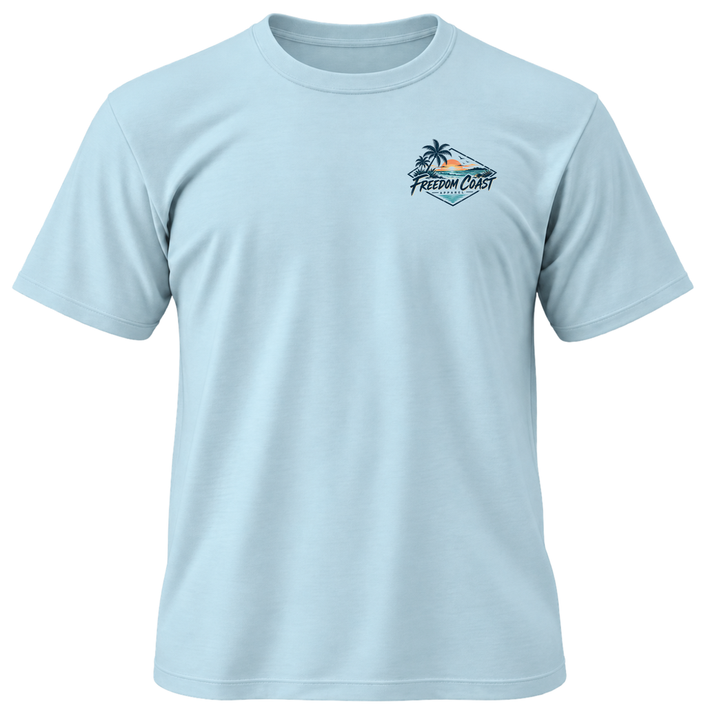 Coastal Wave Sunset Palms Tee